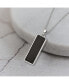 Фото #2 товара Chisel black Onyx Inlay Rectangle Pendant Curb Chain Necklace