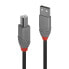Фото #1 товара Lindy 7.5m USB 2.0 Type A to B Cable - Anthra Line - 7.5 m - USB A - USB B - USB 2.0 - 480 Mbit/s - Black