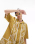 Фото #4 товара Topman short sleeve relaxed revere boarded embroidered shirt in yellow