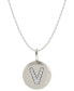 ფოტო #1 პროდუქტის 14k White Gold Necklace, Diamond Accent Letter V Disk Pendant