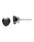 ფოტო #1 პროდუქტის Stainless Steel Polished Black Heart CZ Stud Earrings