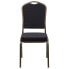 Hercules Series Crown Back Stacking Banquet Chair In Black Patterned Fabric - Gold Vein Frame