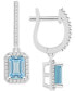 ფოტო #1 პროდუქტის Aquamarine (1-3/4 ct. t.w.) & Diamond (1/3 ct. t.w.) Halo Leverback Drop Earrings in Sterling Silver