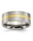 Фото #1 товара Titanium Brushed 14k Gold Inlay Flat Wedding Band Ring