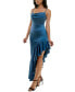 ფოტო #3 პროდუქტის Juniors' Drape-Neck Asymmetric-Ruffle-Hem Dress