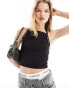 Фото #2 товара Calvin Klein Jeans logo elastic strappy top in black