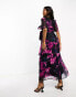 Фото #2 товара Hope & Ivy Maternity wrap maxi dress with flutter sleeves in purple floral