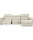 Фото #2 товара Nevio 3-pc Leather Sectional Sofa with Chaise, 1 Power Recliner and Articulating Headrests, Created for Macy's