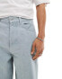 COLLUSION X015 baggy low rise jeans in lightwash blue grey with turn ups