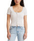 Фото #1 товара Women's Britt Cropped Snap-Front Short-Sleeve Top