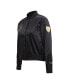 Women's Black Brooklyn Nets Glam Satin Full-Snap Varsity Jacket