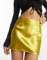 Фото #2 товара Public Desire x Paris Artiste Exclusive satin mini skirt in gold