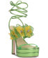 Фото #6 товара Iyla Flower Embellished Strappy High Heel Platform Sandals