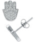 ფოტო #1 პროდუქტის Cubic Zirconia Hamsa Hand Stud Earrings in Sterling Silver, Created for Macy's