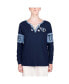 ფოტო #4 პროდუქტის Women's Navy Tennessee Titans Lace-Up Notch Neck Long Sleeve T-shirt