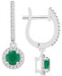 Sapphire (1-1/3 ct. t.w.) & Diamond (1/4 ct. t.w.) Halo Leverback Drop Earrings in Sterling Silver (Also in Emerald & Ruby)