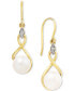 ფოტო #1 პროდუქტის Cultured Freshwater Pearl (7mm) & Cubic Zirconia Drop Earrings in 14k Two-Tone Gold-Plated Sterling Silver