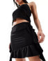 Фото #2 товара Pieces Festival frill detail mini skirt in black