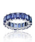 ფოტო #1 პროდუქტის Purple Emerald Cut Cubic Zirconia Eternity Band in Rhodium Plated Sterling Silver