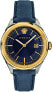 Фото #1 товара Versace Glaze Herrenuhr Blaues Leder Gold Stahlgehäuse 43mm VERA00218