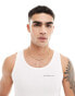 Good For Nothing ribbed branded vest in off white