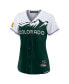 Фото #3 товара Women's Charlie Blackmon White, Forest Green Colorado Rockies City Connect Replica Player Jersey