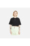 Фото #1 товара Sportswear Cropped Short-Sleeve Kadın Tişört, Kadın Siyah Crop T-Shirt
