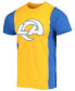 Фото #3 товара Men's Gold-Tone, Royal Los Angeles Rams Split Logo T-shirt