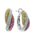 Yellow Sapphire (5/8 ct. t.w.) and Pink Sapphire (5/8 ct. t.w.) and Diamonds (5/8 ct. t.w.) Earrings Set in 14k White Gold