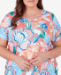 Plus Size Neptune Beach Whimsical Floral Top with Side Ties