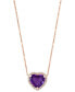 EFFY® Amethyst (3-5/8 ct. t.w.) & Diamond (1/4 ct. t.w.) Heart 18" Pendant Necklace in 14k Rose Gold