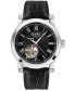 ფოტო #1 პროდუქტის Men's Madison Swiss Automatic Black Leather Watch 39mm