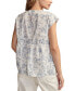 Women's Toile-Print Ruched Tie-Front Top