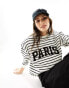 Фото #2 товара 4th & Reckless Paris logo sweatshirt in black and white stripe