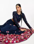 Фото #4 товара Nesavaali lahenga embroidered full maxi skirt in navy