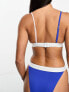 Tommy Jeans archive colourblock triangle bikini top in ultra blue and pink