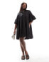 Фото #2 товара ASOS DESIGN Curve oversized smock mini dress with big sleeve in black