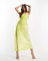 AllSaints Bryony Estrella satin midi dress in lime