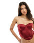 Фото #1 товара ASOS DESIGN Satin padded underwire corset with detachable straps in red