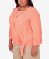 Plus Size Tuscan Sunset Solid Texture Top with Side Tie