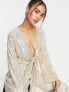 Style Cheat tie front sequin jumpsuit in gold