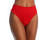 Haight Womens Ribbed High Waist Bikini Bottom Swimwear Red Size Medium