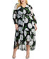 Фото #1 товара Plus Size Printed V-Neck Balloon-Sleeve Dress