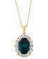 ფოტო #3 პროდუქტის EFFY® Lab Grown Ruby (6-3/4 ct. t.w.) & Lab Grown Diamond (1-3/8 ct. t.w.) Oval Halo 18" Pendant Necklace in 14k Gold