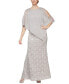 Фото #1 товара Petite Round-Neck Sequin Lace Cape Dress