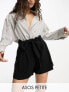 Фото #1 товара ASOS DESIGN Petite linen tie waist short in black