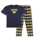 ფოტო #1 პროდუქტის Men's Navy, Maize Michigan Wolverines Big and Tall 2-Pack T-shirt and Flannel Pants Set