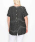 ფოტო #2 პროდუქტის Plus Size Pointelle Stripe Button Back Top