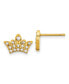 ფოტო #1 პროდუქტის Stainless Steel Polished Yellow IP-plated CZ Crown Earrings