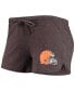 ფოტო #3 პროდუქტის Women's Brown Cleveland Browns Meter Knit Long Sleeve Raglan Top and Shorts Sleep Set